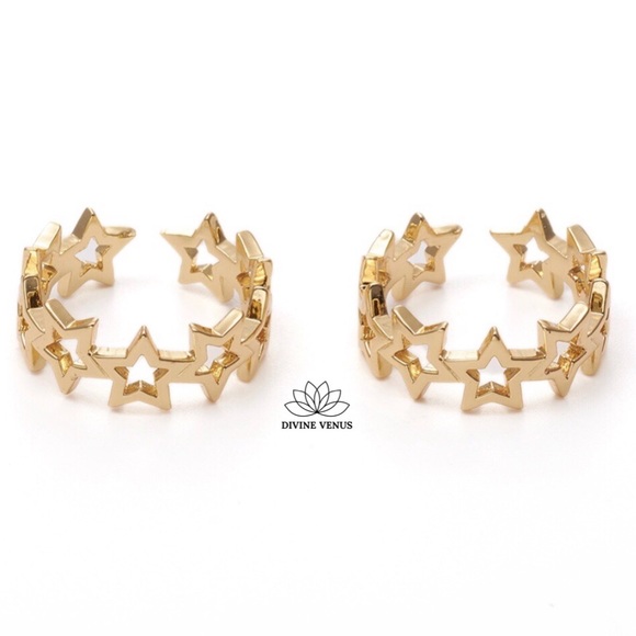 Star Cuff Ring • Adjustable • Gold Plated Brass - Picture 6 of 8